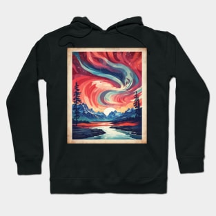 Canadian Landscape Aurora Boreal Vintage Poster Tourism Art Hoodie